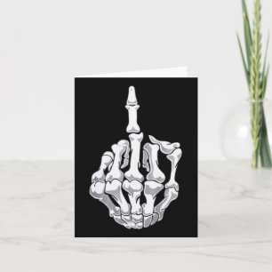 Funny Halloween Middle Finger Skeleton Hand Skull Karte