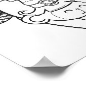 Funny Halloween Monkey Coloring Page Poster (Ecke)