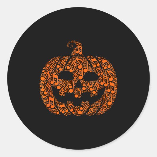 Funny Halloween Music Note Musician Jack O Lantern Runder Aufkleber (Vorderseite)