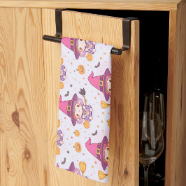 Funny Halloween Muster mit Pumpkins und Hexe Geschirrtuch