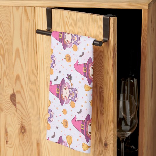 Funny Halloween Muster mit Pumpkins und Hexe Geschirrtuch