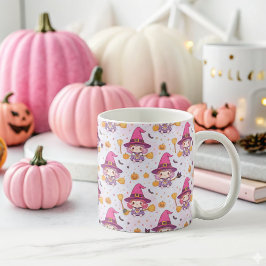 Funny Halloween Muster mit Pumpkins und Hexe Kaffeetasse