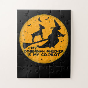 Funny Halloween My Doberman Pinscher Ís Co-Pilot Puzzle