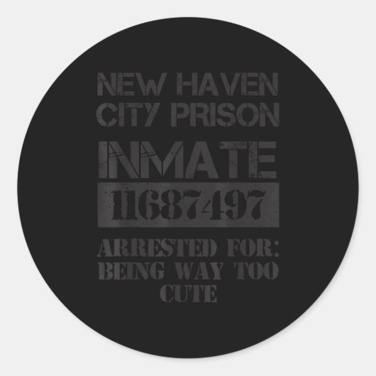 Funny Halloween New Haven City Prisoner Costume  Runder Aufkleber (Vorderseite)