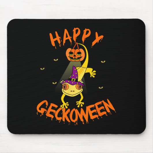 Funny Halloween Niedlich Crested Eyelash Gecko Pum Mousepad (Vorne)