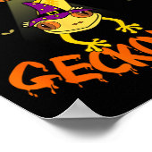 Funny Halloween Niedlich Crested Eyelash Gecko Pum Poster (Ecke)