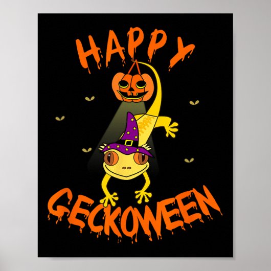 Funny Halloween Niedlich Crested Eyelash Gecko Pum Poster (Vorne)