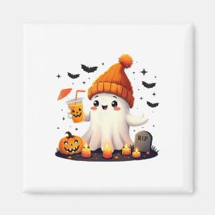 Funny Halloween Niedlich Ghost Drink Ice Kaffee Wo Magnet