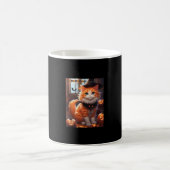 Funny Halloween Niedlich Orange Cat mit Wizard Hat Kaffeetasse (Mittel)
