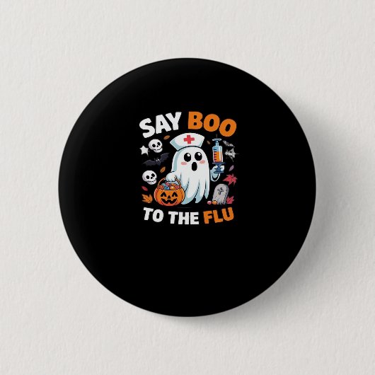 Funny Halloween Nurse Ghost T - Shirt � � Say Boo  Button (Vorderseite)