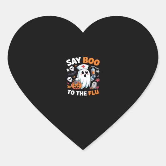 Funny Halloween Nurse Ghost T - Shirt � � Say Boo  Herz-Aufkleber (Vorderseite)