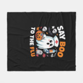 Funny Halloween Nurse Ghost T - Shirt - "Say Boo t Fleecedecke (Vorderseite (Horizontal))