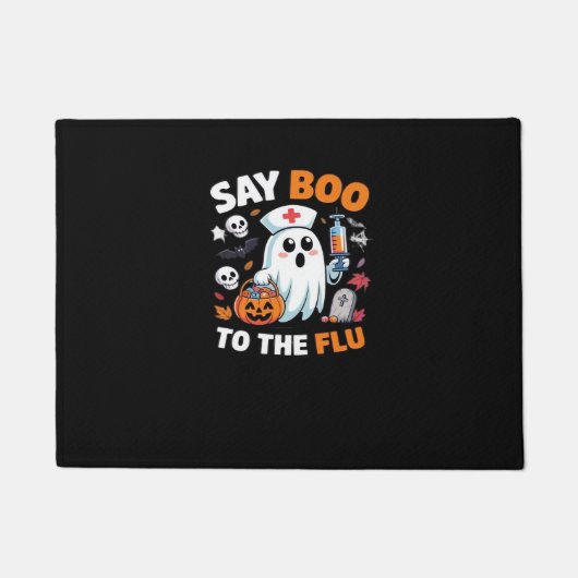 Funny Halloween Nurse Ghost T - Shirt - "Say Boo t Fußmatte (Vorderseite)