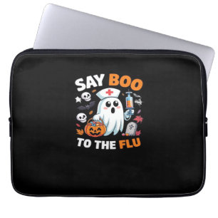 Funny Halloween Nurse Ghost T - Shirt - "Say Boo t Laptopschutzhülle