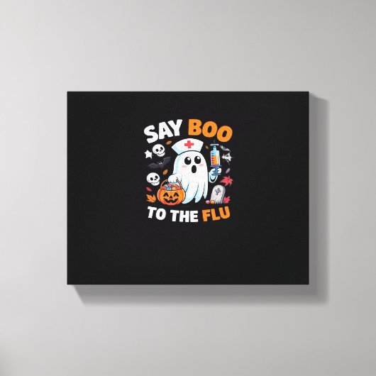 Funny Halloween Nurse Ghost T - Shirt - "Say Boo t Leinwanddruck (Vorderseite)