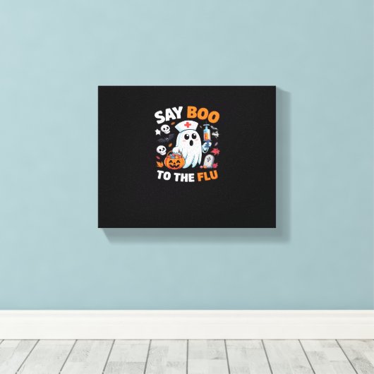 Funny Halloween Nurse Ghost T - Shirt - "Say Boo t Leinwanddruck (Insitu (Holzboden))