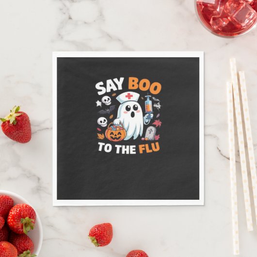 Funny Halloween Nurse Ghost T - Shirt - "Say Boo t Serviette (Beispiel)
