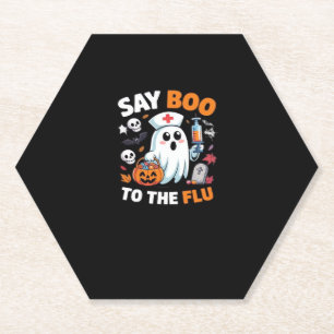 Funny Halloween Nurse Ghost T - Shirt - "Say Boo t Untersetzer