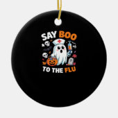 Funny Halloween Nurse Ghost T-Shirt � �Say Boo to Keramik Ornament (Vorne)