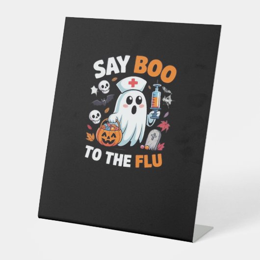 Funny Halloween Nurse Ghost T-Shirt � �Say Boo to Sockelschild (Vorderseite)