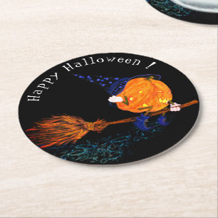 Funny Halloween Paper Untersetzer Hexenkürbis