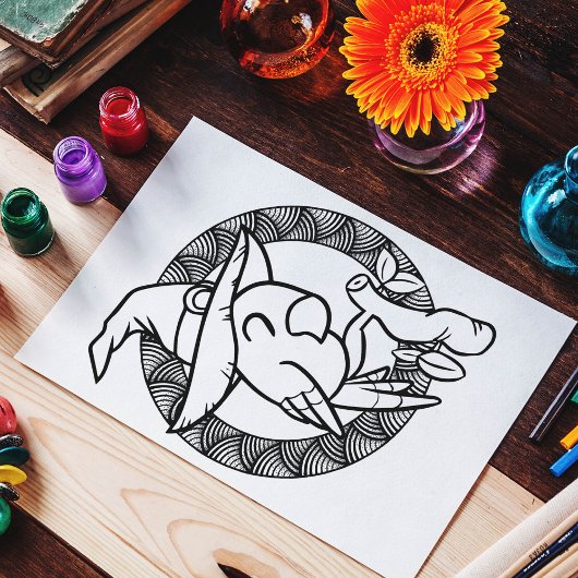 Funny Halloween Parrot Coloring Page Poster