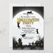 Funny Halloween Party Black und White Einladung (Vorderseite)