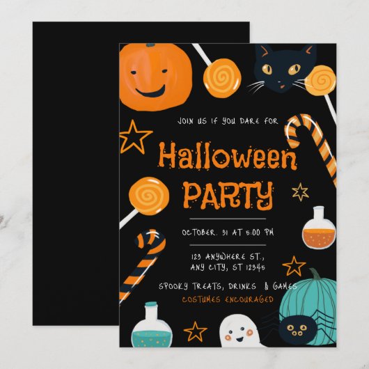 Funny Halloween Party Einladung (Vorne/Hinten)