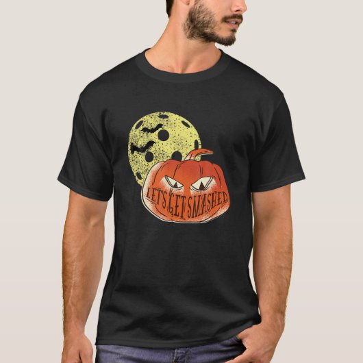 Funny Halloween Pickleball Moon Lass uns zusammens T-Shirt (Vorderseite)