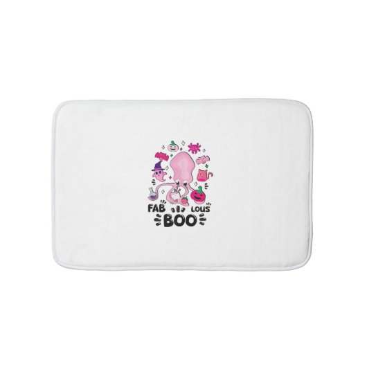 Funny Halloween Pink Cat Ghost Juggling Octopus Fa Badematte (Vorderseite)
