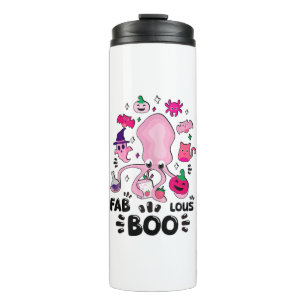 Funny Halloween Pink Cat Ghost Juggling Octopus Fa Thermosbecher