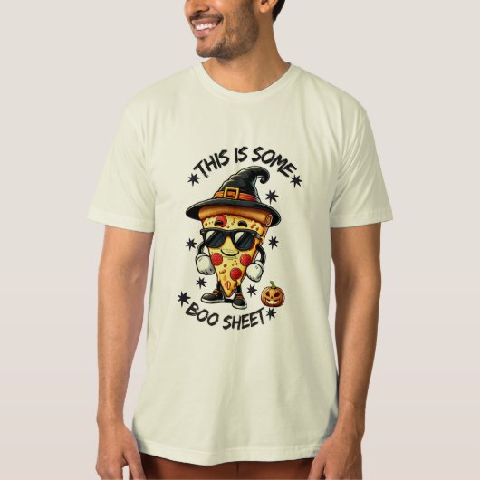 Funny Halloween Pizza T - Shirt mit einem spieleri (Vorderseite)