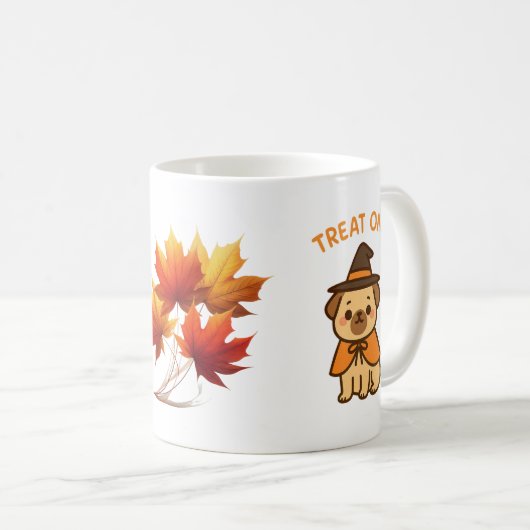 Funny Halloween Pug Witch Coffee Mug Kaffeetasse (VorderseiteRechts)