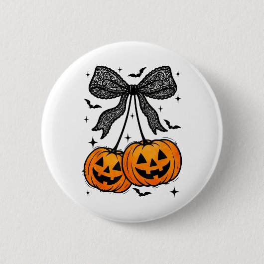 Funny Halloween Pumpkin Cherries Herbst Autumn Coq Button (Vorderseite)