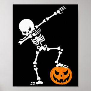 Funny Halloween Pumpkin Dabbing Skelett für Men W Poster