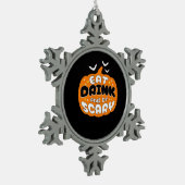 Funny Halloween Pumpkin Eat Drink And Be Scary Ess Schneeflocken Zinn-Ornament (Links)