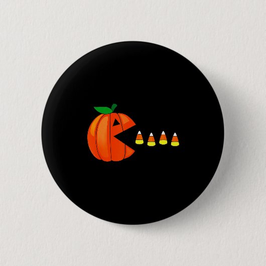 Funny Halloween Pumpkin Eating Candy Corn Button (Vorderseite)