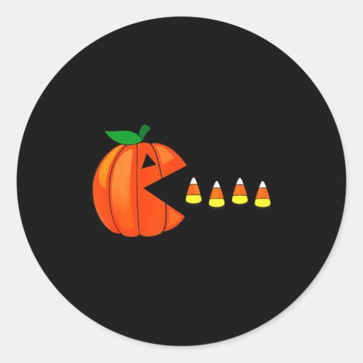 Funny Halloween Pumpkin Eating Candy Corn Runder Aufkleber (Vorderseite)