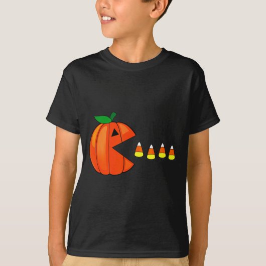 Funny Halloween Pumpkin Eating Candy Corn  T-Shirt (Vorderseite)