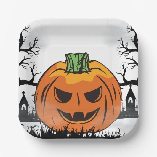 Funny Halloween Pumpkin Halloween-Party Dekoration Pappteller (Vorderseite)