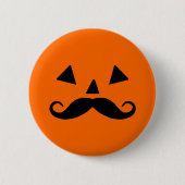 Funny Halloween Pumpkin Mustache Button (Vorderseite)