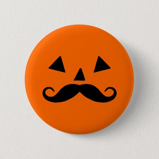 Funny Halloween Pumpkin Mustache Button (Vorderseite)