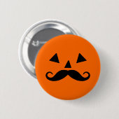 Funny Halloween Pumpkin Mustache Button (Vorne & Hinten)