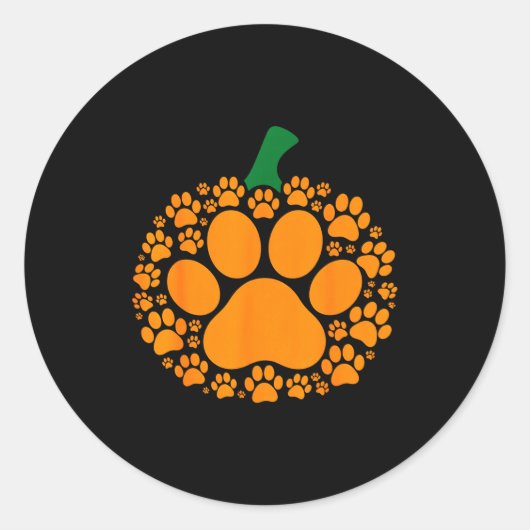 Funny Halloween Pumpkin Paw Print Dog Lover Cat Runder Aufkleber (Vorderseite)