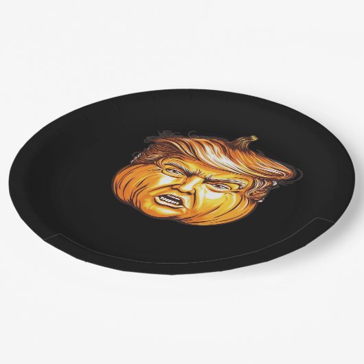 Funny Halloween Pumpkin Political Parody Donald Tr Pappteller (Schrägansicht)
