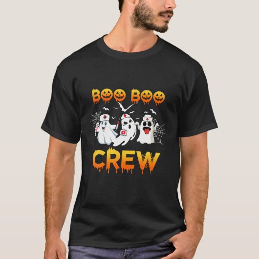 Funny Halloween Pumpkin T-Shirt, Boo Boo Crew Ghos T-Shirt (Vorderseite)