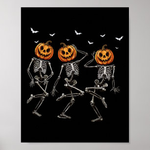 Funny Halloween Pumpkin tanzt Skelettau Kostüm W Poster