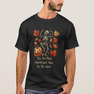 Funny Halloween Pumpkin tanzt Skelettau Kostüm W T-Shirt