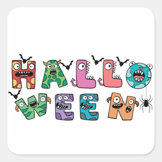 Funny Halloween Quadratischer Aufkleber (Vorderseite)