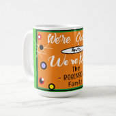 Funny Halloween Quirky Orange Familienname Kaffeetasse (Vorderseite Links)
